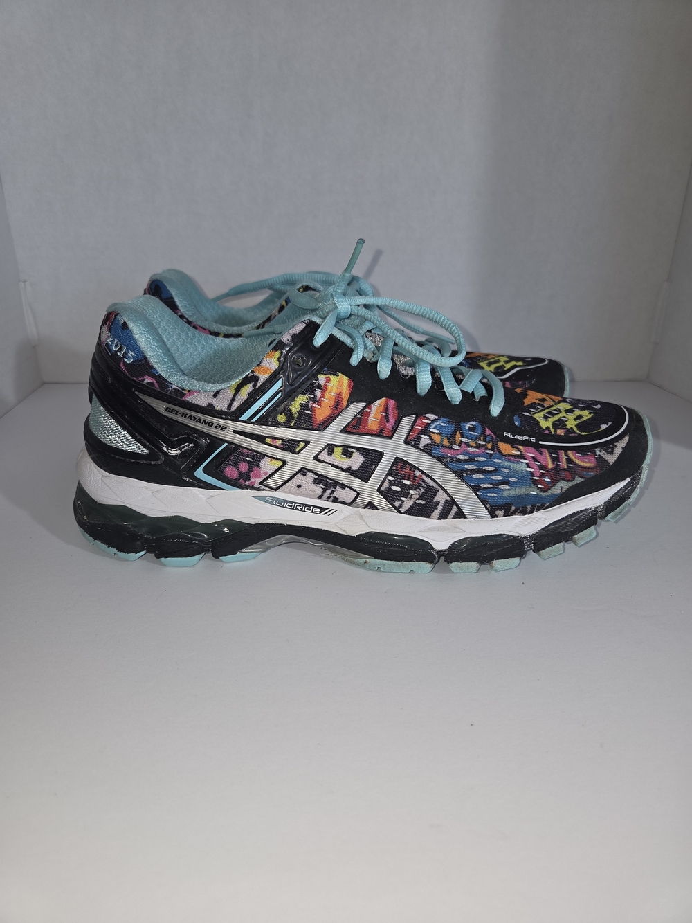 Asics Multicolor Running Shoes with Teal Laces, Women's Size 8.